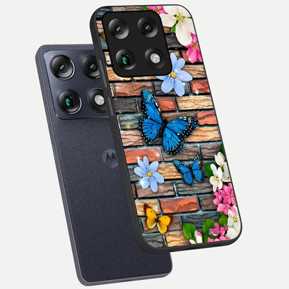  Brick Bloom Flight phone case For Moto Signature showing premium glass back cover with detailed artwork