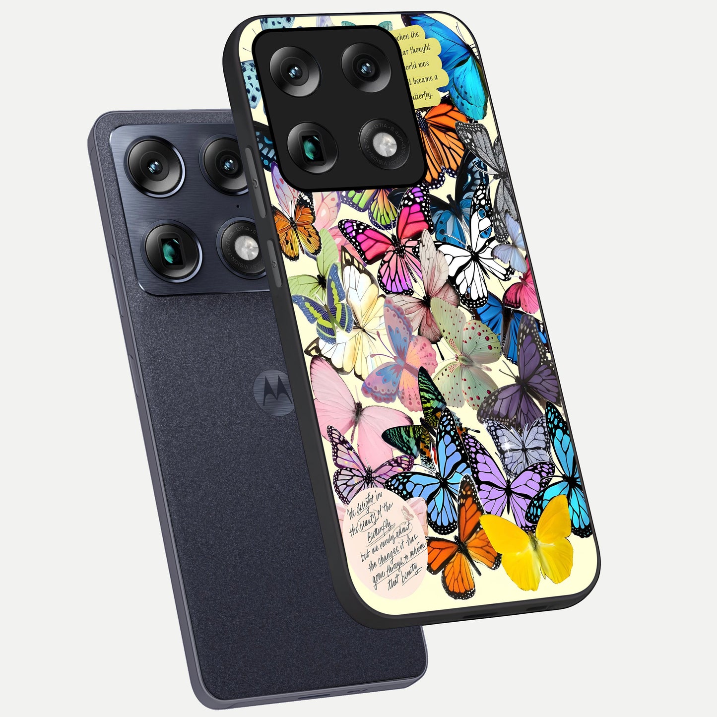  Butterflies Petal Dream phone case For Moto Signature showing premium glass back cover with detailed artwork
