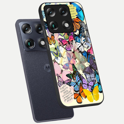  Butterflies Petal Dream phone case For Moto Signature showing premium glass back cover with detailed artwork