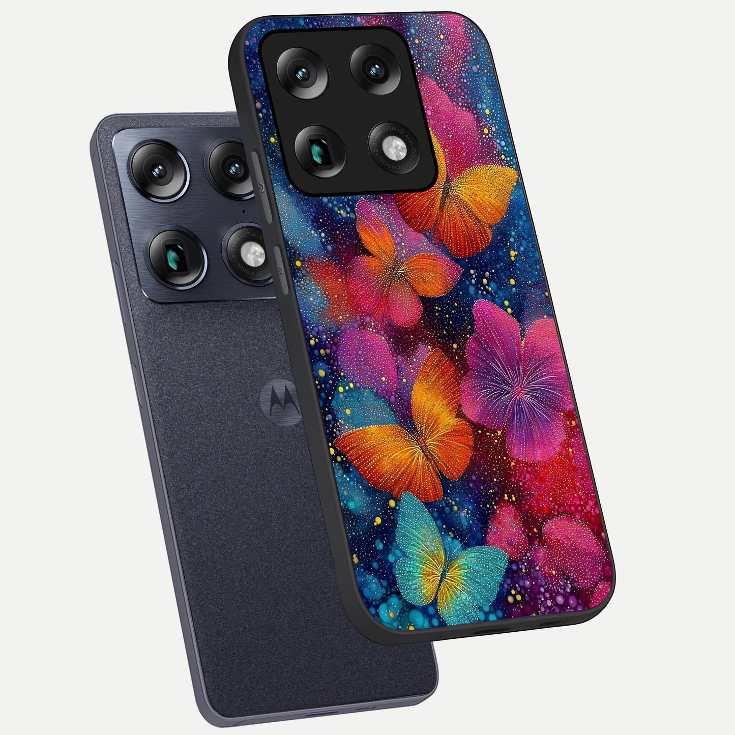  Butterfly Dream Mist phone case For Moto Signature showing premium glass back cover with detailed artwork