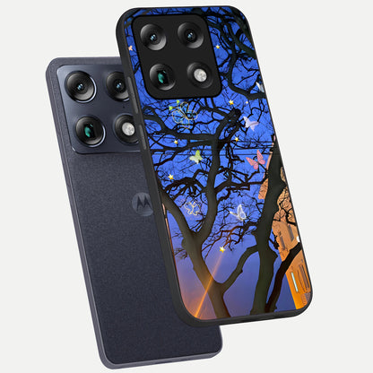  Butterfly Night Magic phone case For Moto Signature showing premium glass back cover with detailed artwork