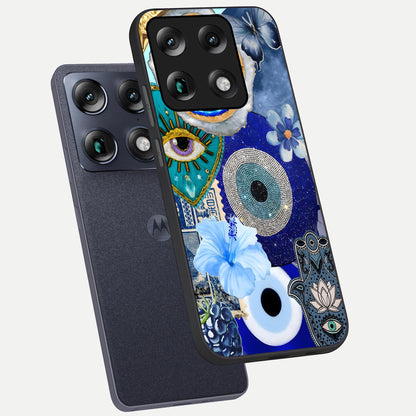  Celestial Blue Vision phone case For Moto Signature showing premium glass back cover with detailed artwork