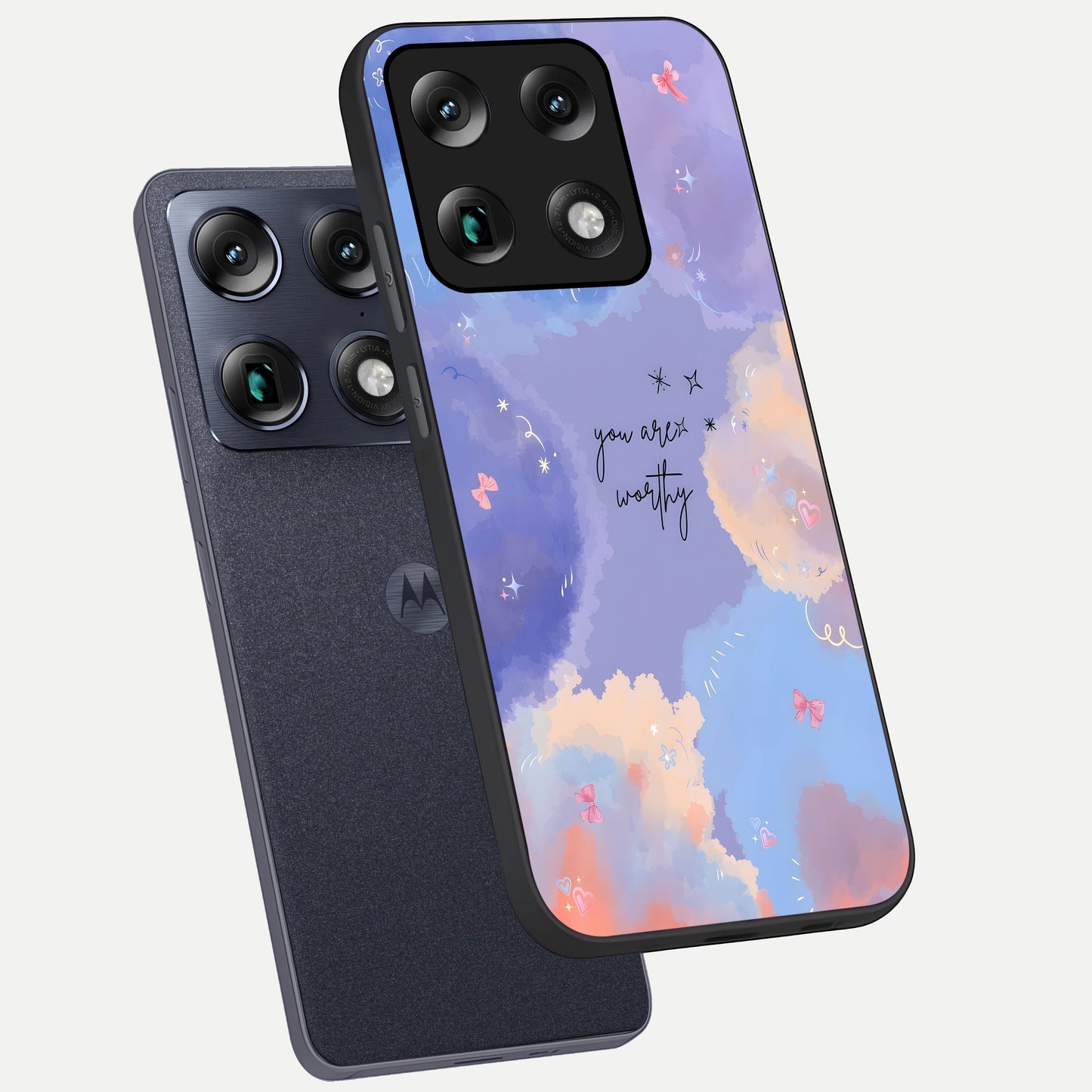  Celestial Cloud Magic phone case For Moto Signature showing premium glass back cover with detailed artwork