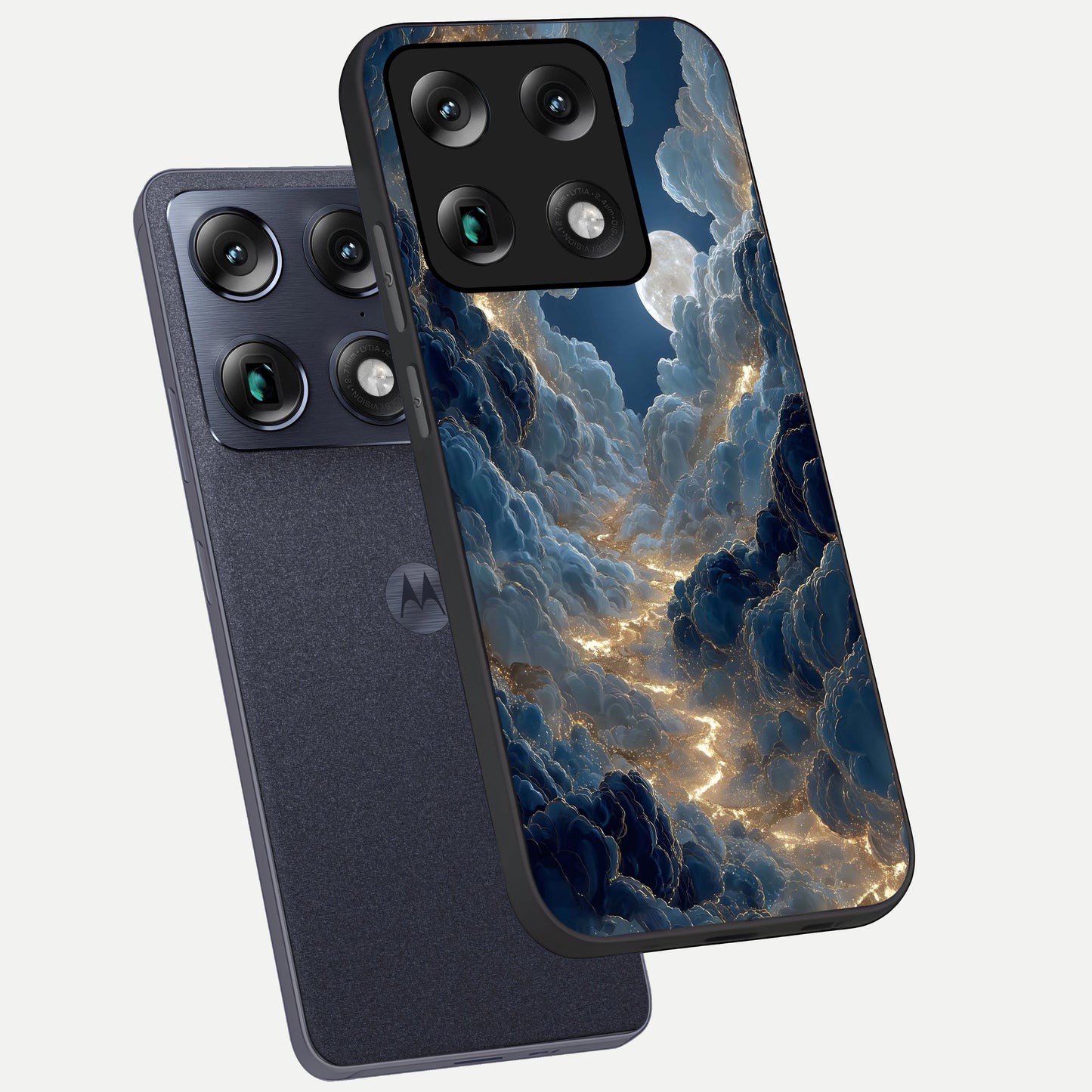  Celestial Cloud Road phone case For Moto Signature showing premium glass back cover with detailed artwork