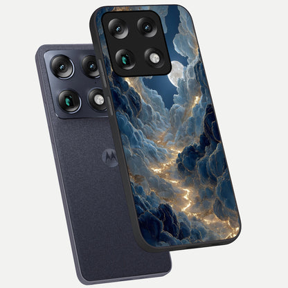  Celestial Cloud Road phone case For Moto Signature showing premium glass back cover with detailed artwork