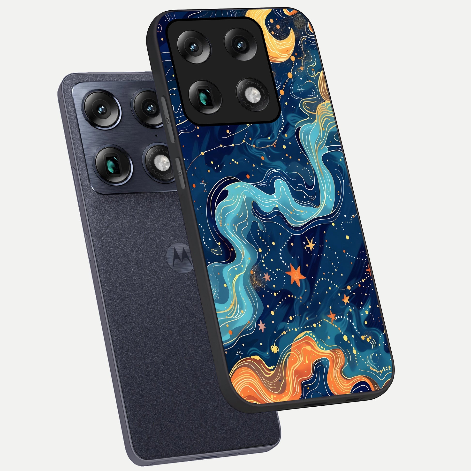  Celestial Dream Flow phone case For Moto Signature showing premium glass back cover with detailed artwork