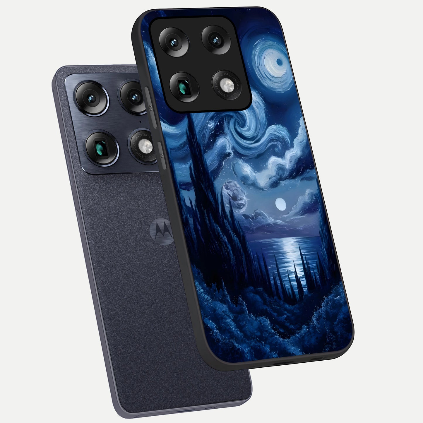  Celestial Dream Van Gogh phone case For Moto Signature showing premium glass back cover with detailed artwork