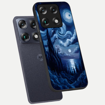 Celestial Dream Van Gogh phone case For Moto Signature showing premium glass back cover with detailed artwork