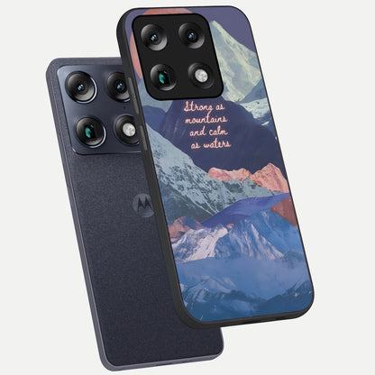  Celestial Mountain Calm phone case For Moto Signature showing premium glass back cover with detailed artwork