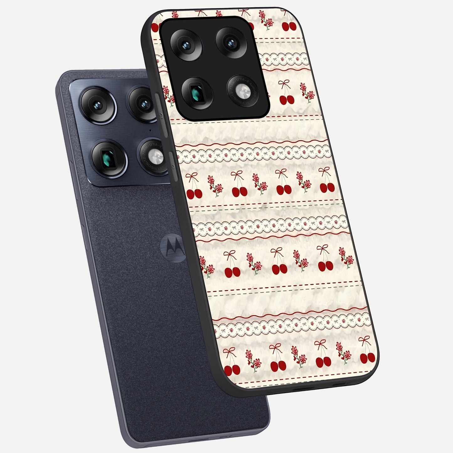  Cherry Bloom Charm phone case For Moto Signature showing premium glass back cover with detailed artwork