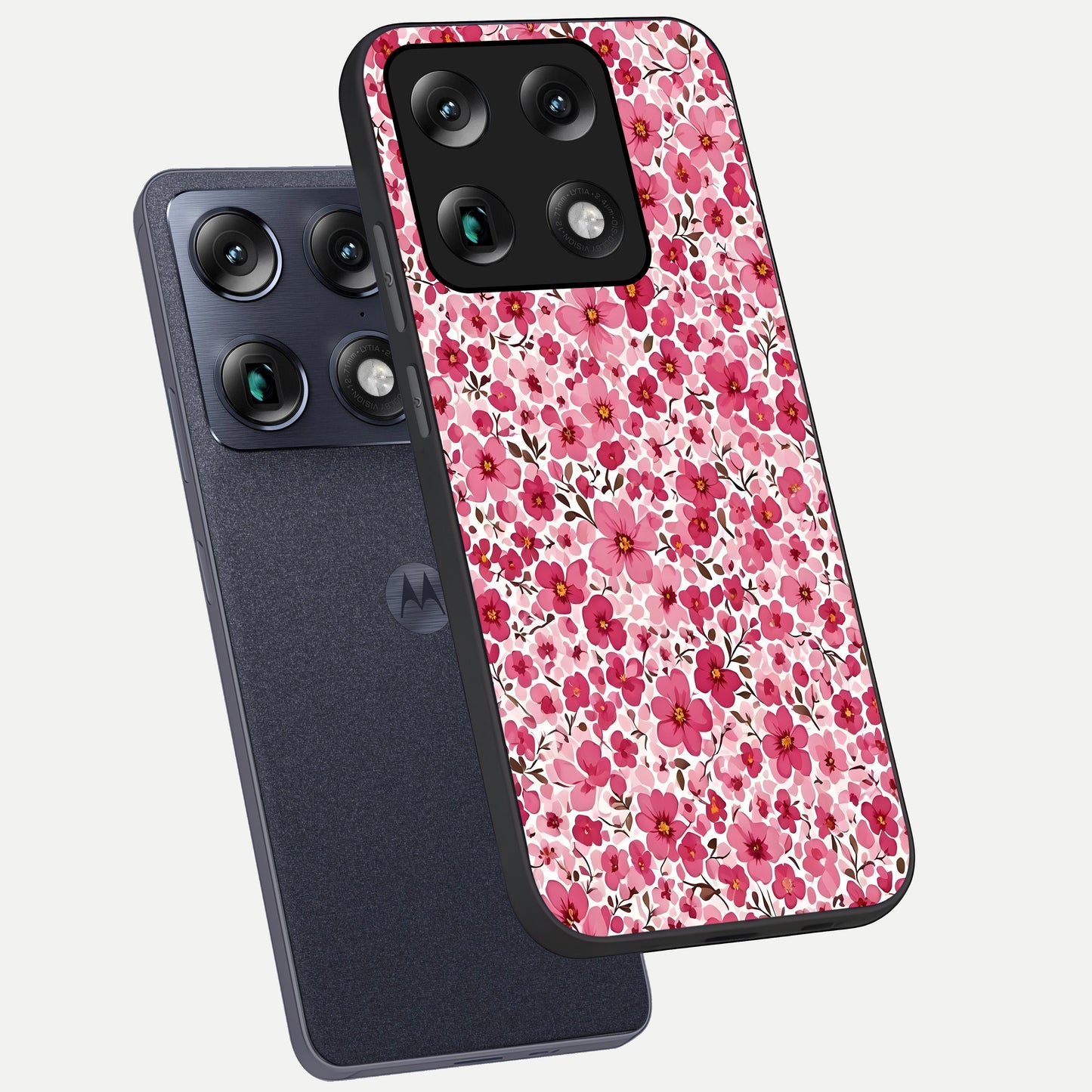  Cherry Blossom Charm phone case For Moto Signature showing premium glass back cover with detailed artwork