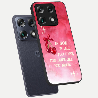  Cherry Quote phone case For Moto Signature showing premium glass back cover with detailed artwork