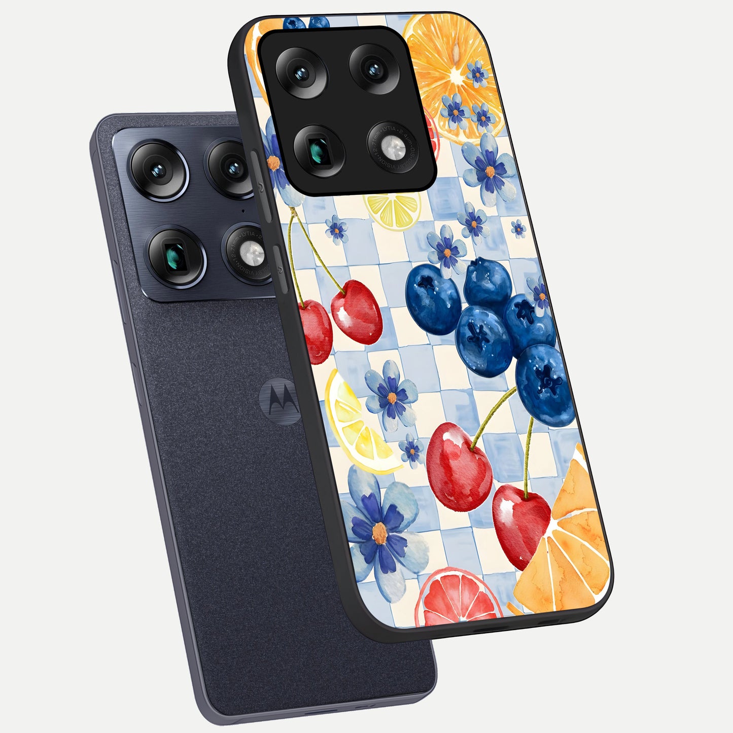  Citrus Bloom Joy phone case For Moto Signature showing premium glass back cover with detailed artwork
