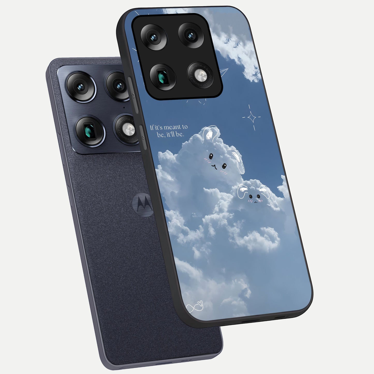  Cloud Bunny Dreams phone case For Moto Signature showing premium glass back cover with detailed artwork