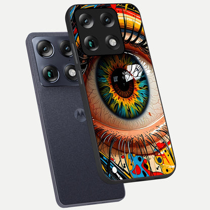  Colorful Eye phone case For Moto Signature showing premium glass back cover with detailed artwork