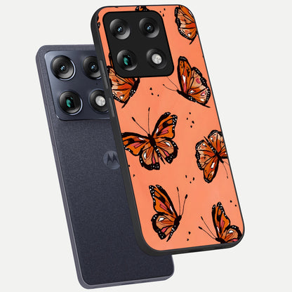  Coral Wing Butterfly phone case For Moto Signature showing premium glass back cover with detailed artwork