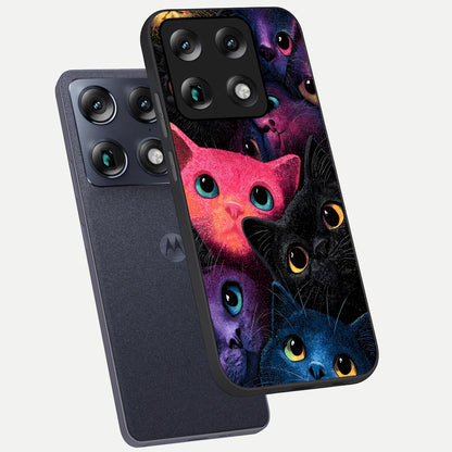  Cosmic Cats Dreams phone case For Moto Signature showing premium glass back cover with detailed artwork