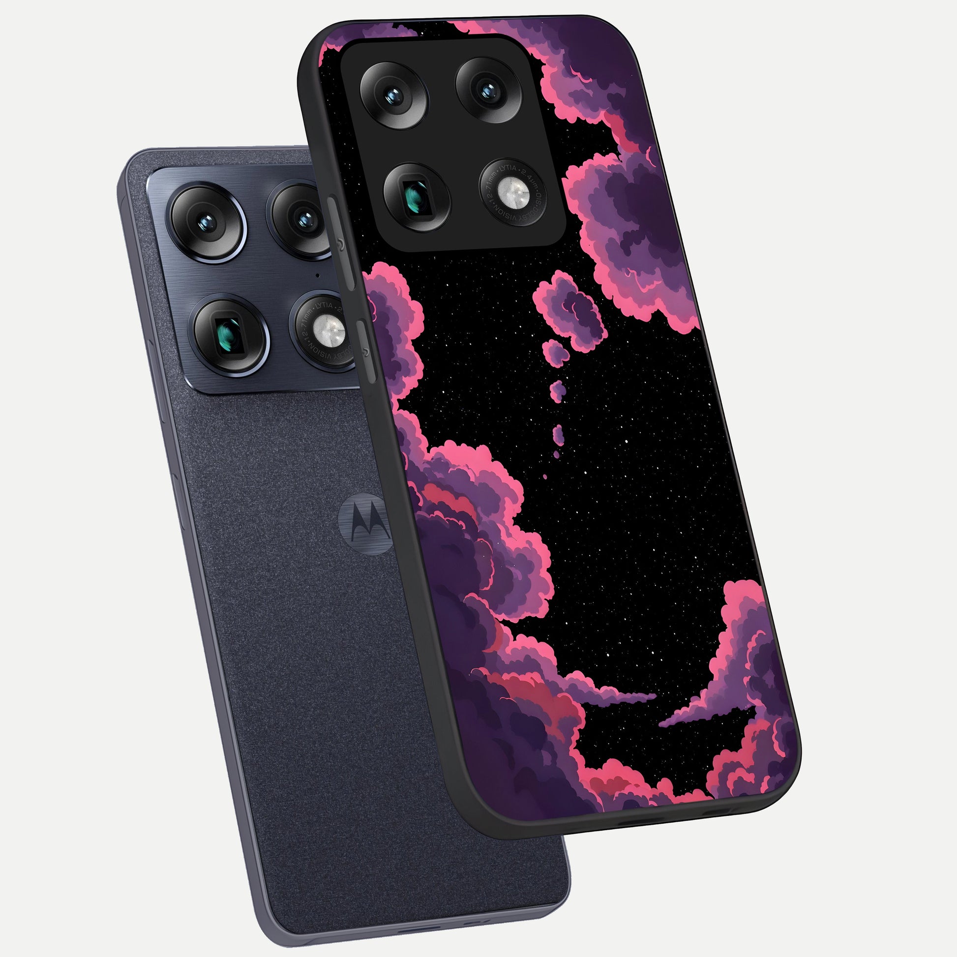  Cosmic Cloud Journey phone case For Moto Signature showing premium glass back cover with detailed artwork