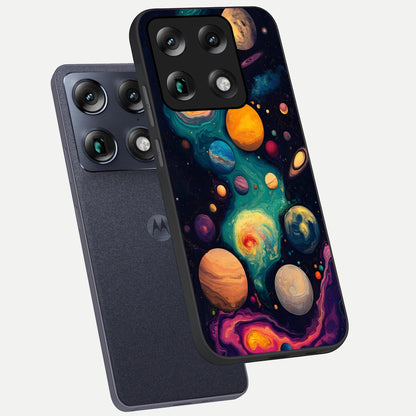  Cosmic Planet Journey phone case For Moto Signature showing premium glass back cover with detailed artwork