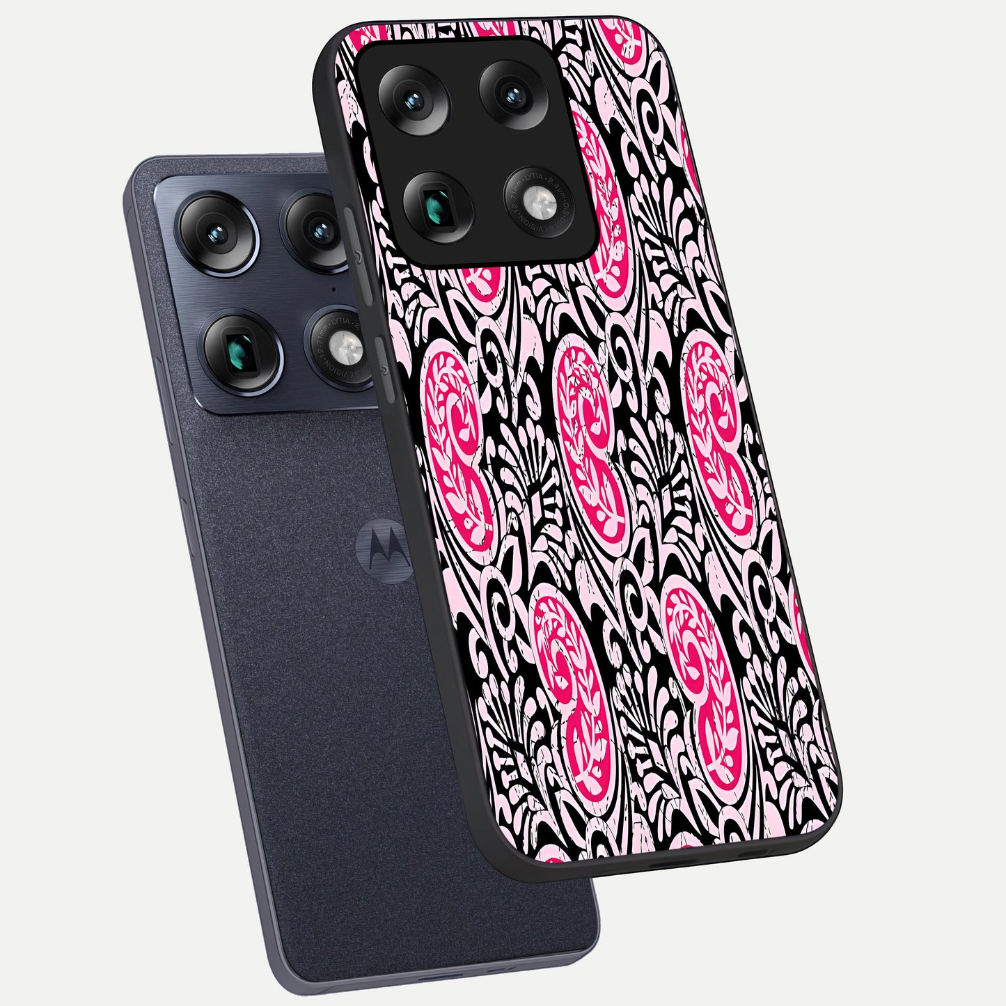  Crimson Paisley Charm phone case For Moto Signature showing premium glass back cover with detailed artwork