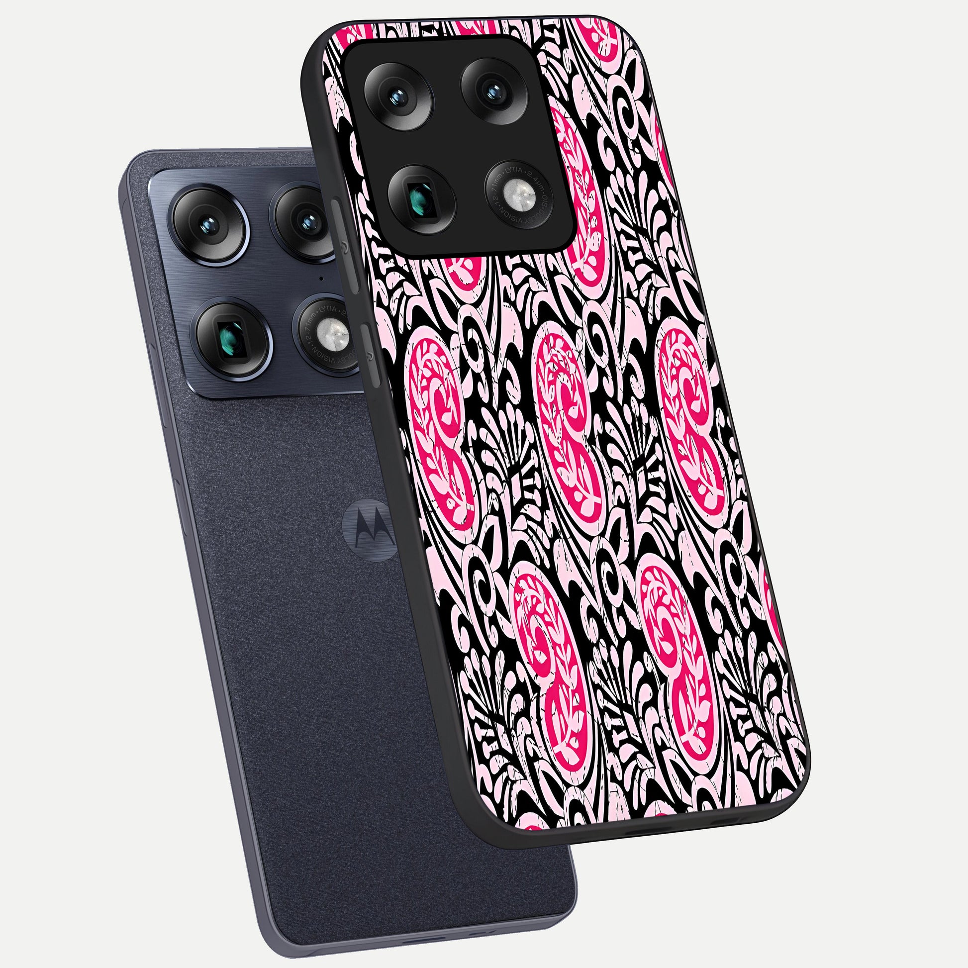  Crimson Paisley Charm phone case For Moto Signature showing premium glass back cover with detailed artwork