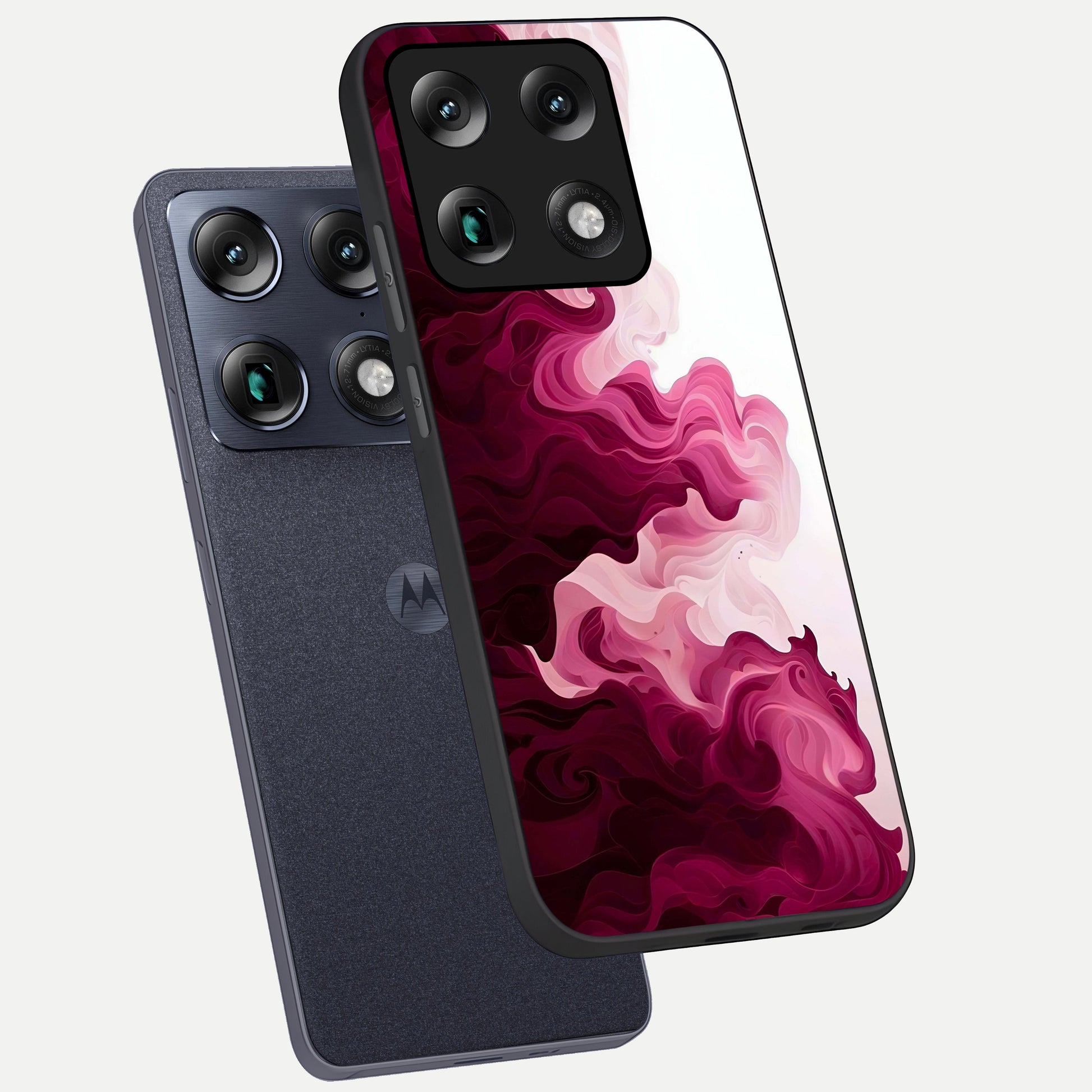  Crimson Wave Flow phone case For Moto Signature showing premium glass back cover with detailed artwork