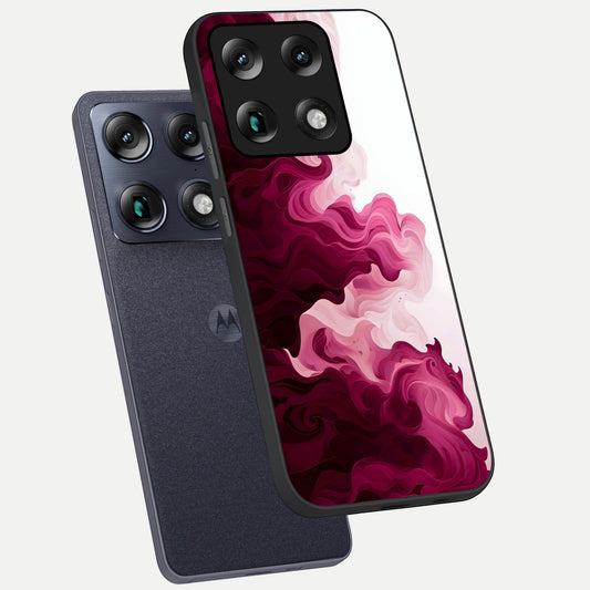  Crimson Wave Flow phone case For Moto Signature showing premium glass back cover with detailed artwork