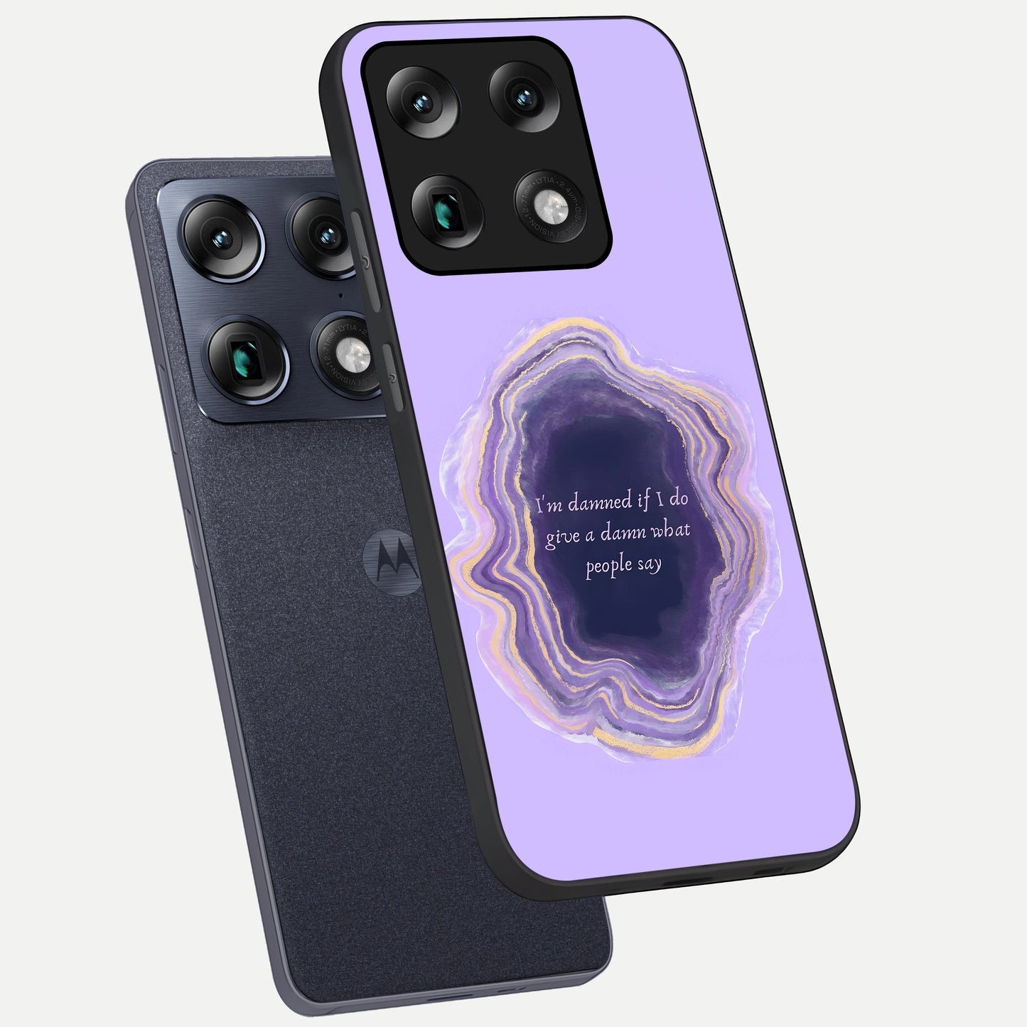  Damned People Quote phone case For Moto Signature showing premium glass back cover with detailed artwork