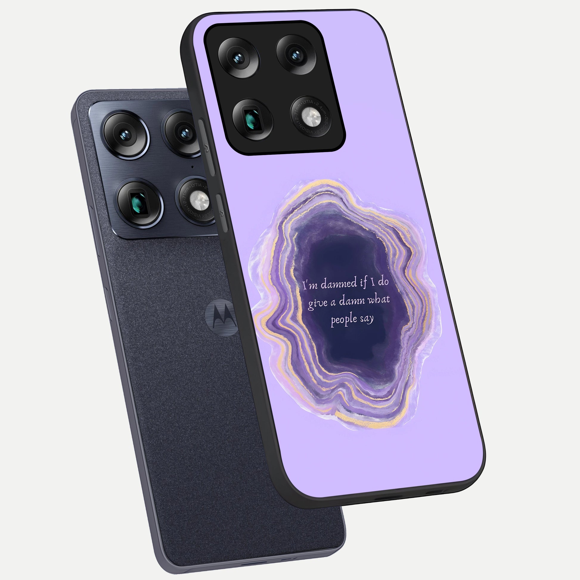  Damned People Quote phone case For Moto Signature showing premium glass back cover with detailed artwork