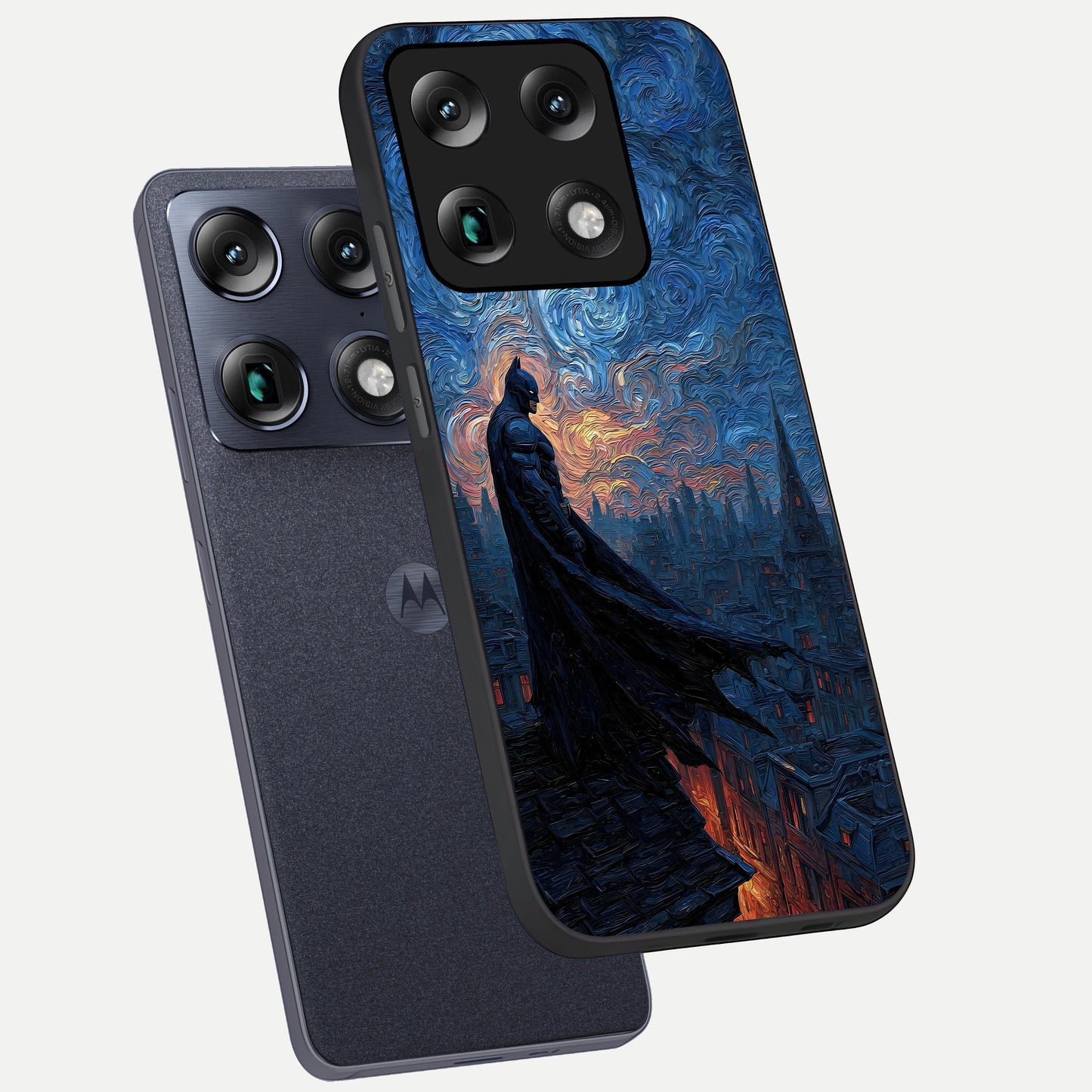 Dark Knight Dusk phone case For Moto Signature showing premium glass back cover with detailed artwork