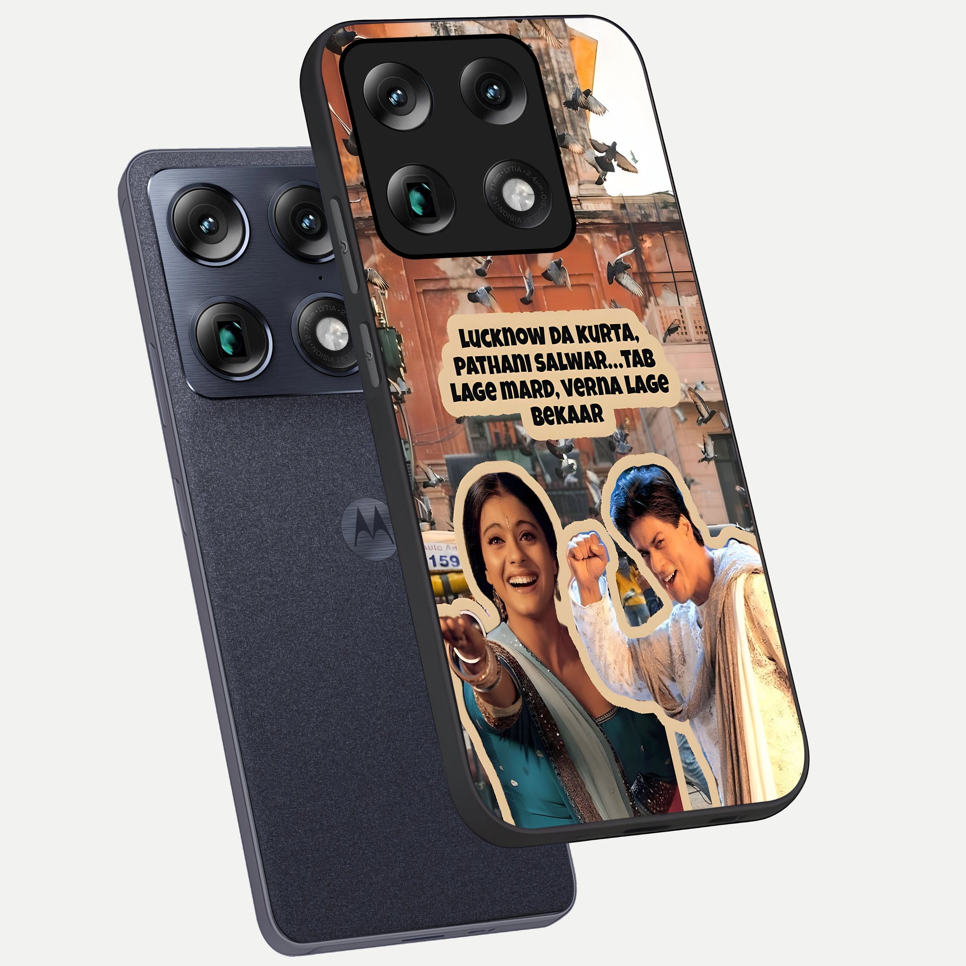  Desi Retro Vibes phone case For Moto Signature showing premium glass back cover with detailed artwork