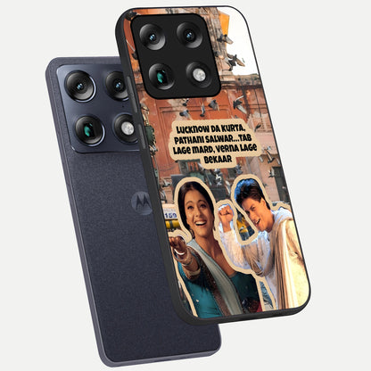  Desi Retro Vibes phone case For Moto Signature showing premium glass back cover with detailed artwork