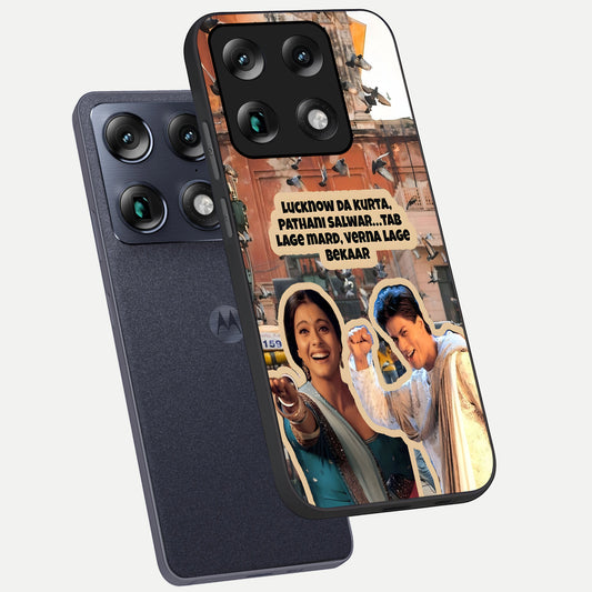  Desi Retro Vibes phone case For Moto Signature showing premium glass back cover with detailed artwork