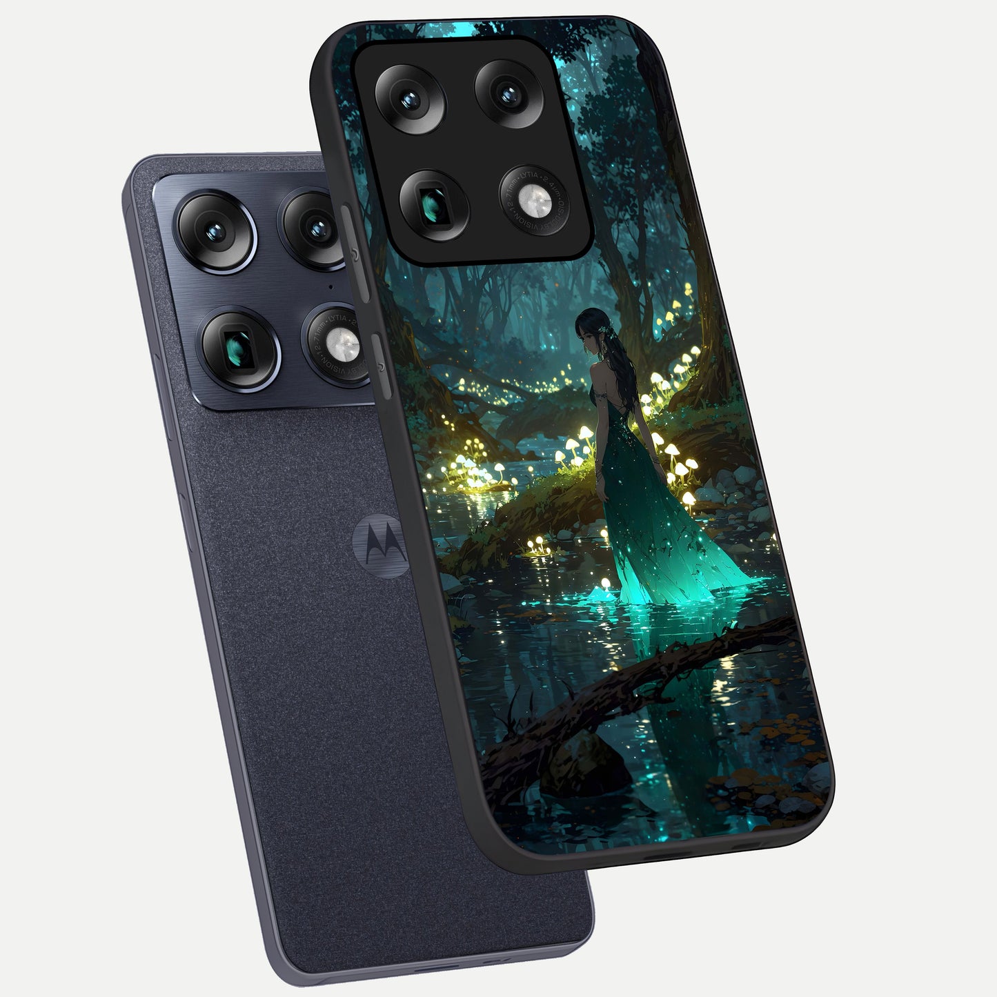  Enchanted Forest Glow phone case For Moto Signature showing premium glass back cover with detailed artwork