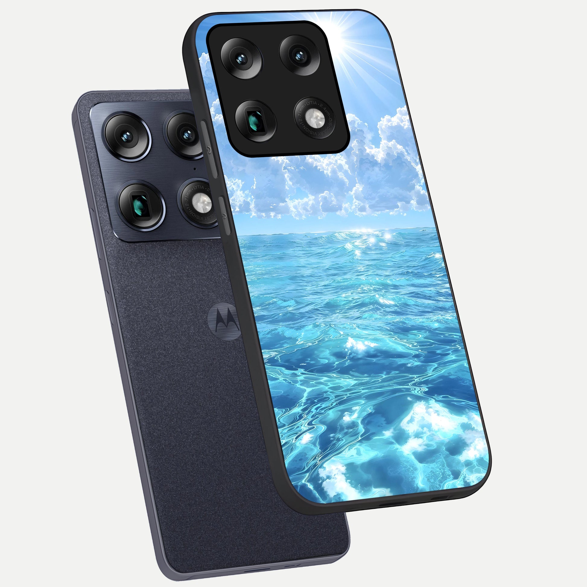  Endless Ocean Horizon phone case For Moto Signature showing premium glass back cover with detailed artwork