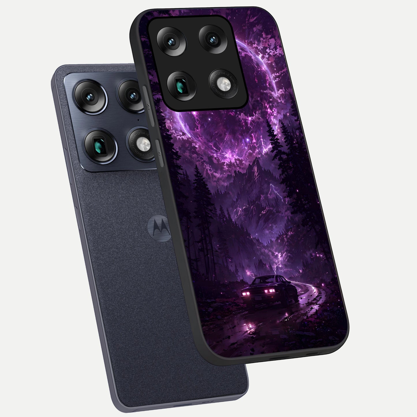  Eternal Cosmic Drive phone case For Moto Signature showing premium glass back cover with detailed artwork