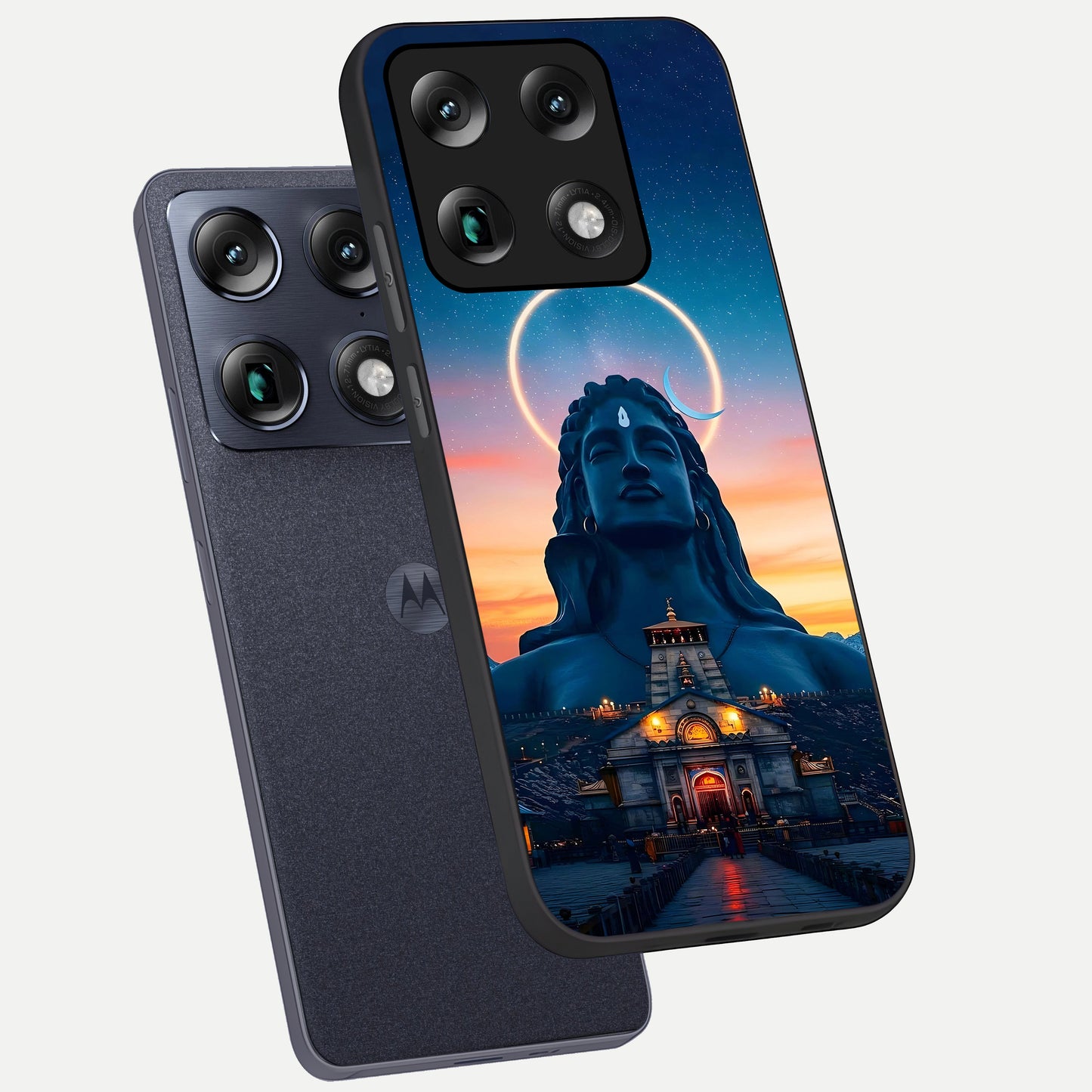  Eternal Shiva Aura phone case For Moto Signature showing premium glass back cover with detailed artwork
