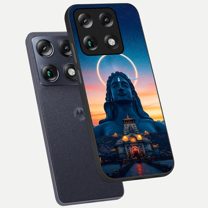  Eternal Shiva Aura phone case For Moto Signature showing premium glass back cover with detailed artwork