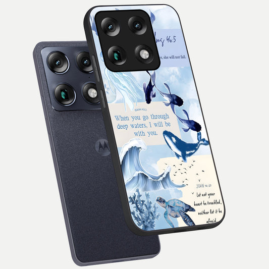  Faithful Ocean Promise phone case For Moto Signature showing premium glass back cover with detailed artwork