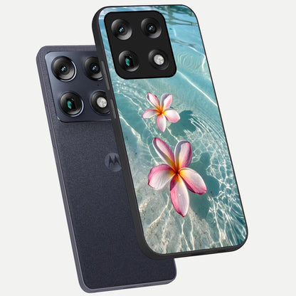  Floating Bloom Bliss phone case For Moto Signature showing premium glass back cover with detailed artwork