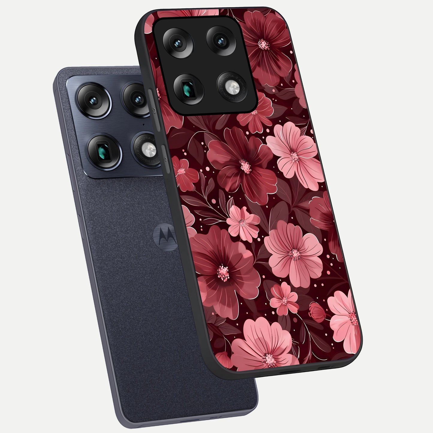  Flower Blush Bloom phone case For Moto Signature showing premium glass back cover with detailed artwork