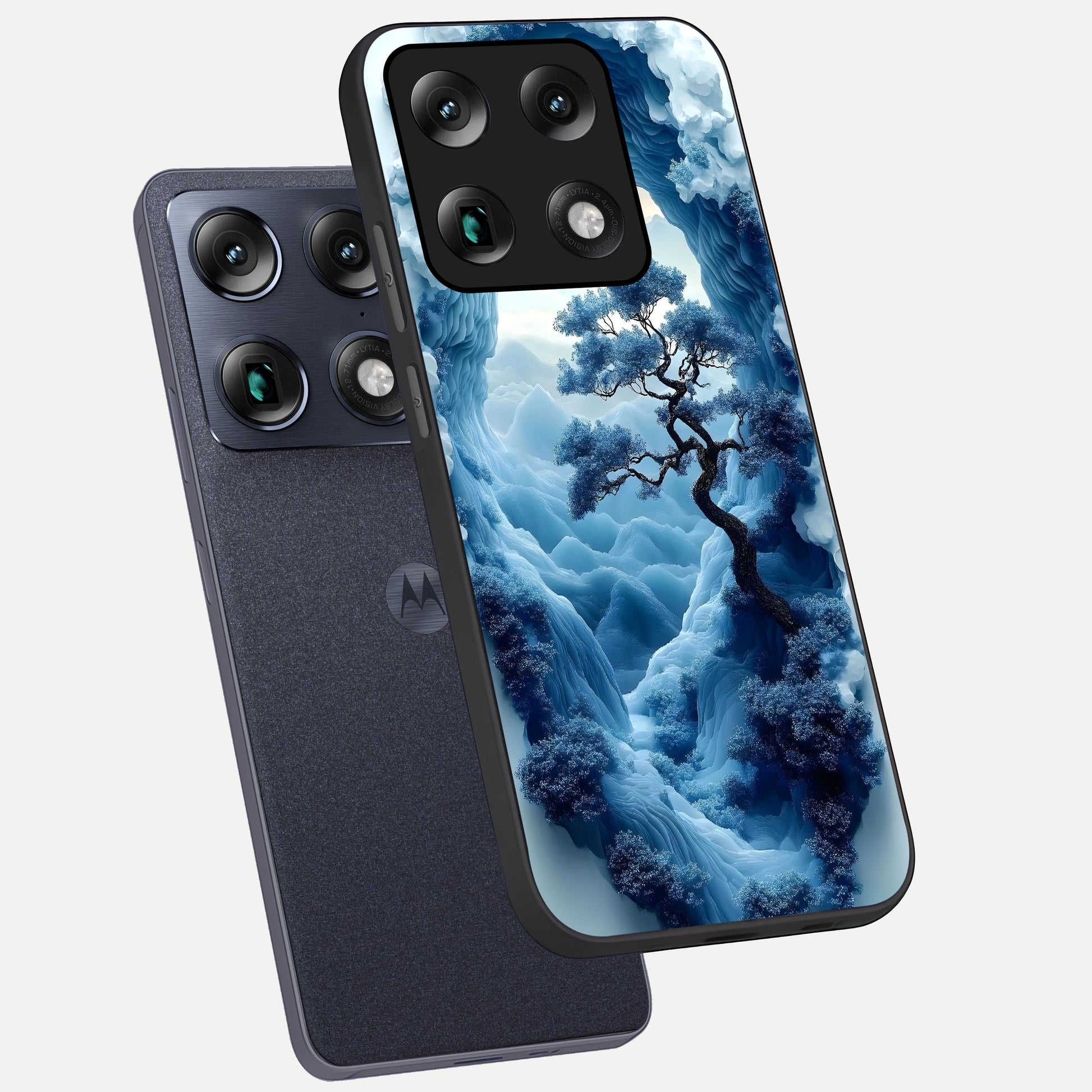  Frozen Serenity Gate phone case For Moto Signature showing premium glass back cover with detailed artwork