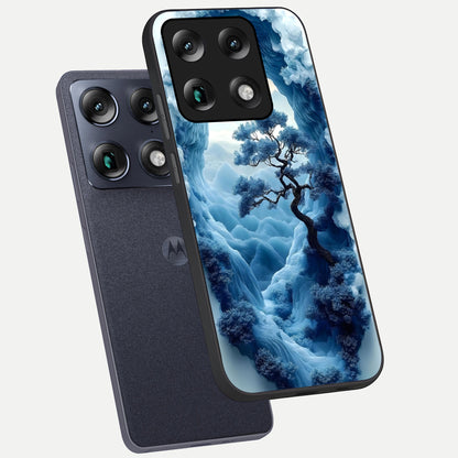  Frozen Serenity Gate phone case For Moto Signature showing premium glass back cover with detailed artwork