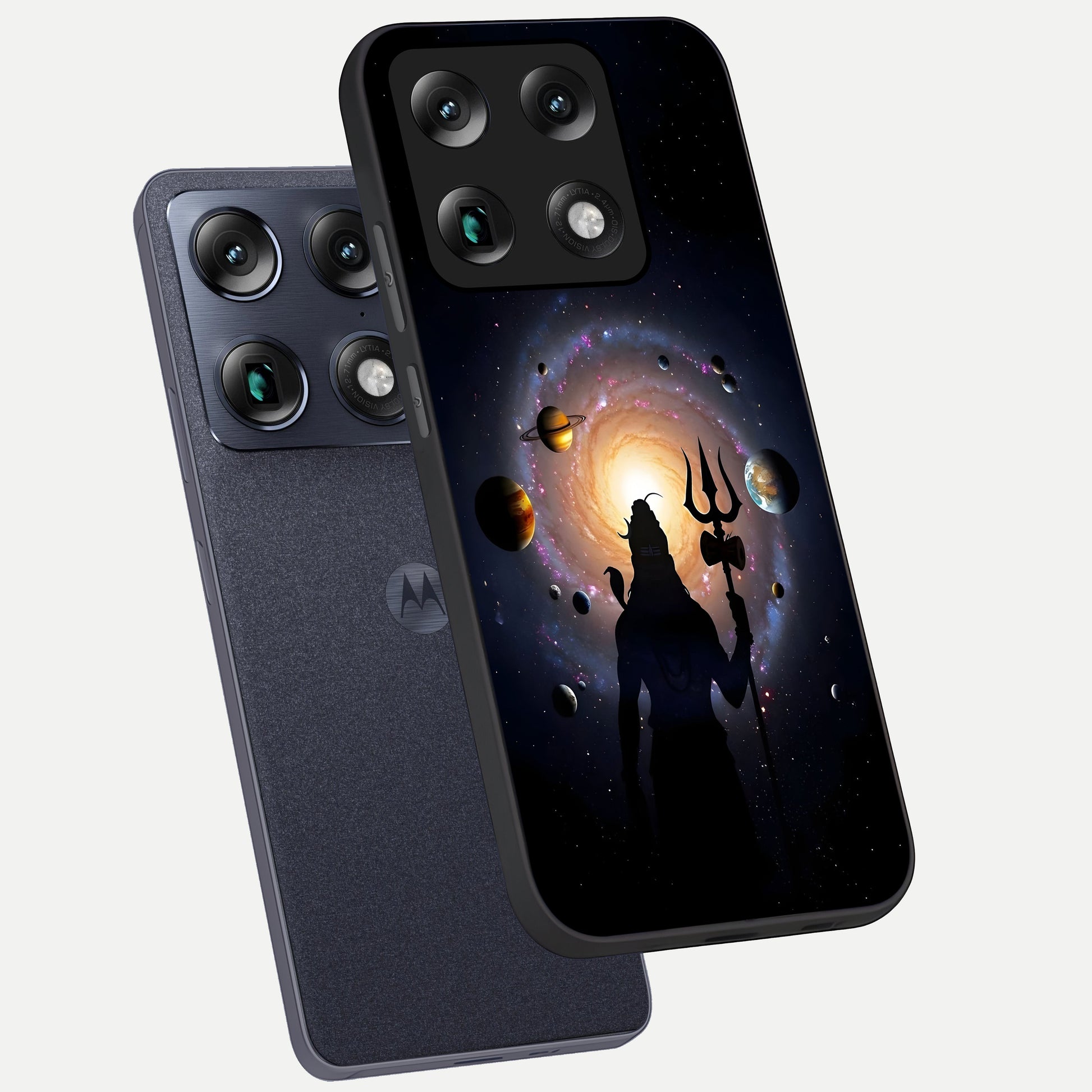  Galactic Shiva Vision phone case For Moto Signature showing premium glass back cover with detailed artwork