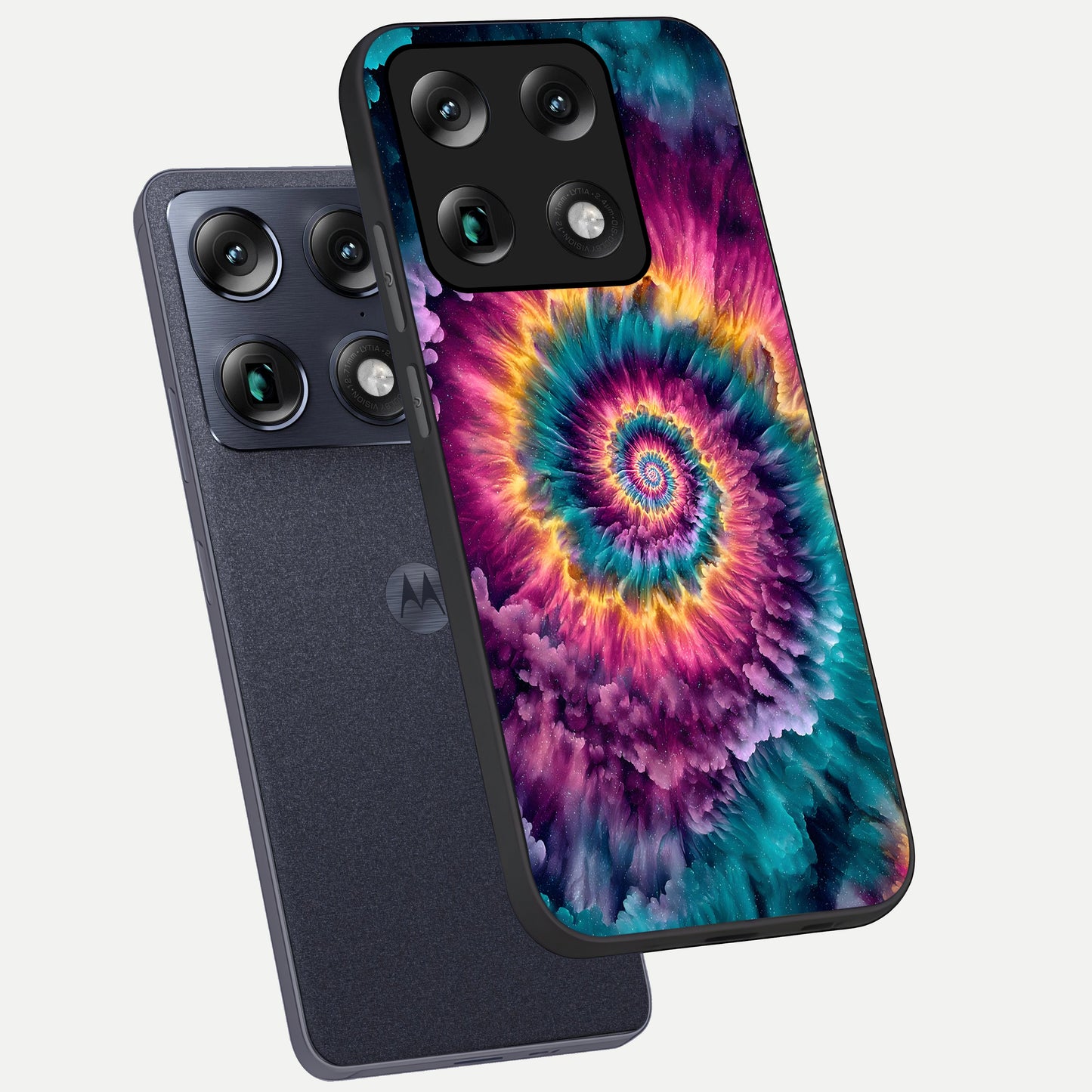  Galactic Spiral Burst phone case For Moto Signature showing premium glass back cover with detailed artwork