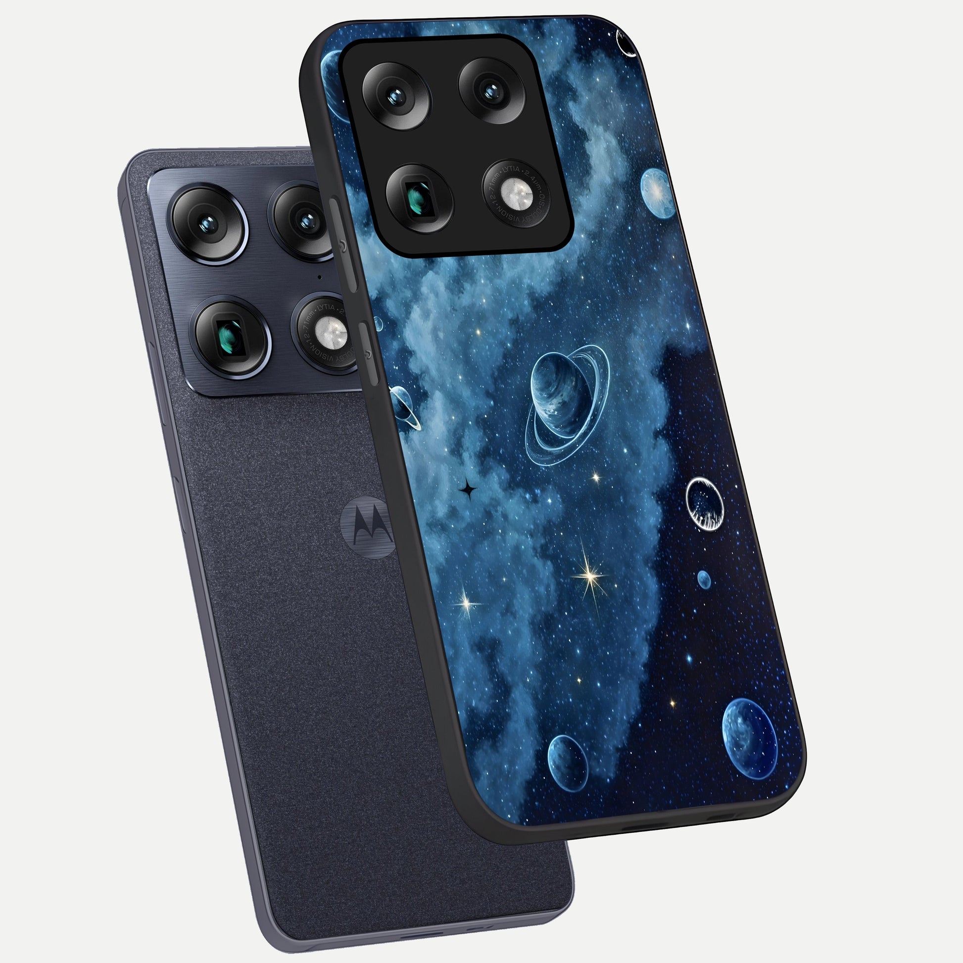  Galaxy Dream Space phone case For Moto Signature showing premium glass back cover with detailed artwork