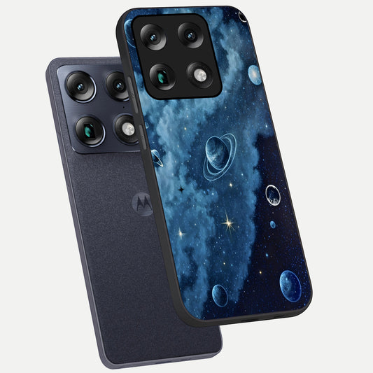 Galaxy Dream Space phone case For Moto Signature showing premium glass back cover with detailed artwork
