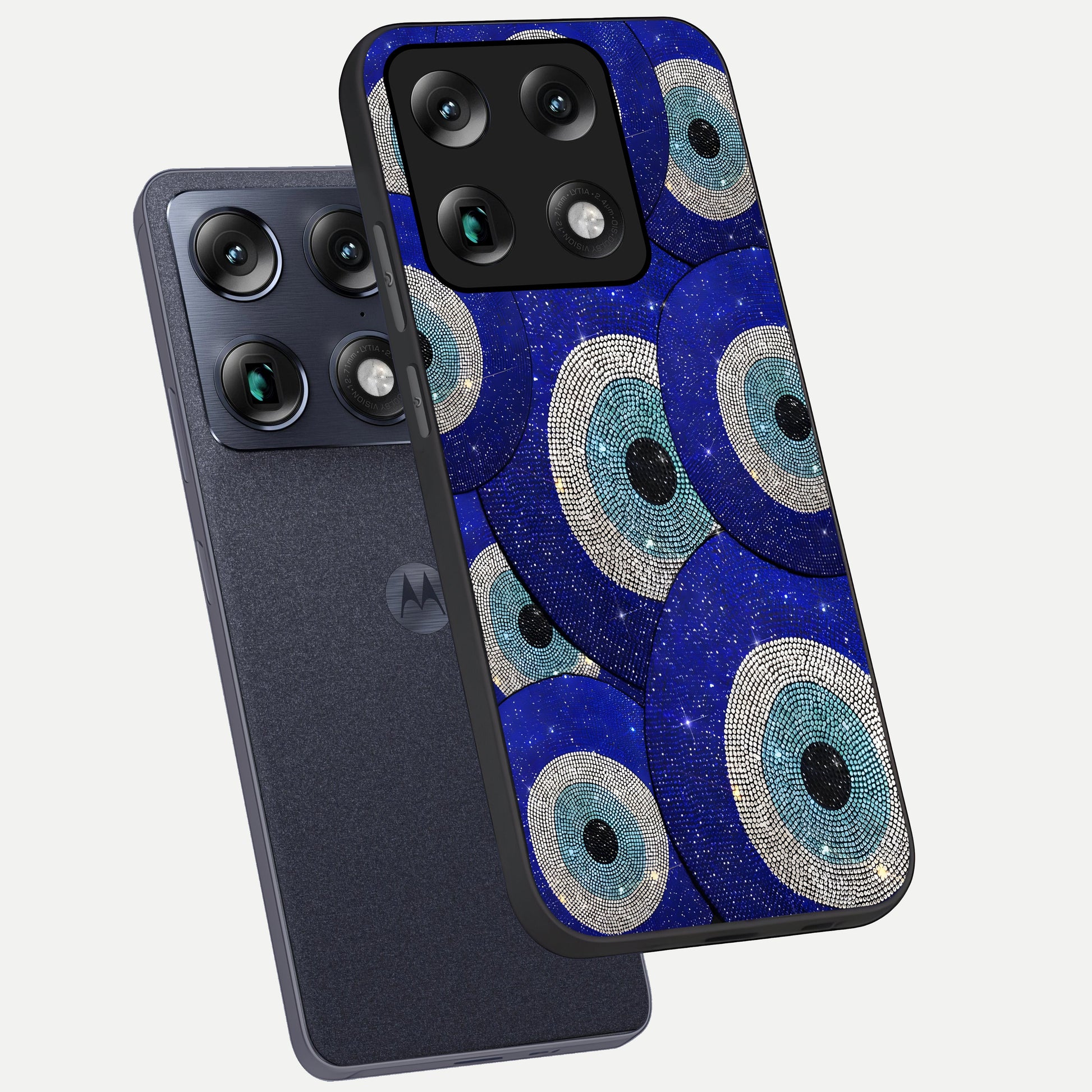  Galaxy Eye Flow phone case For Moto Signature showing premium glass back cover with detailed artwork