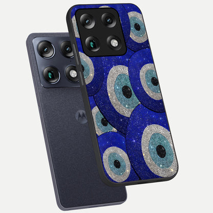  Galaxy Eye Flow phone case For Moto Signature showing premium glass back cover with detailed artwork