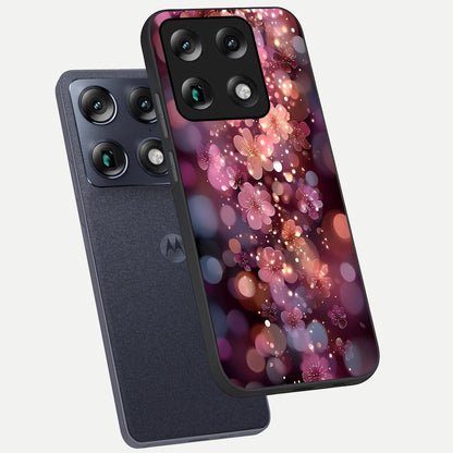  Glowing Petal Bliss phone case For Moto Signature showing premium glass back cover with detailed artwork